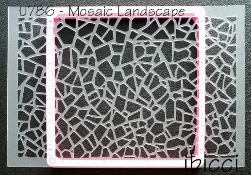 Mosaic Landscape stencil shown over Stencil Genie