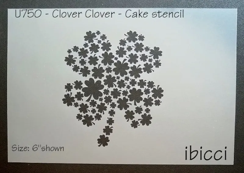ibicci Clover Clover stencil for Cakes - 6" shown