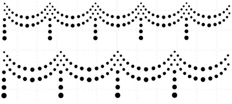 ibicci Cake Dots Swag stencil - 2 sizes on one stencil