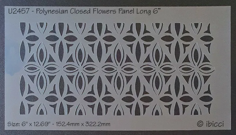 ibicci Polynesian Closed Flowers Long Panel stencil 6"