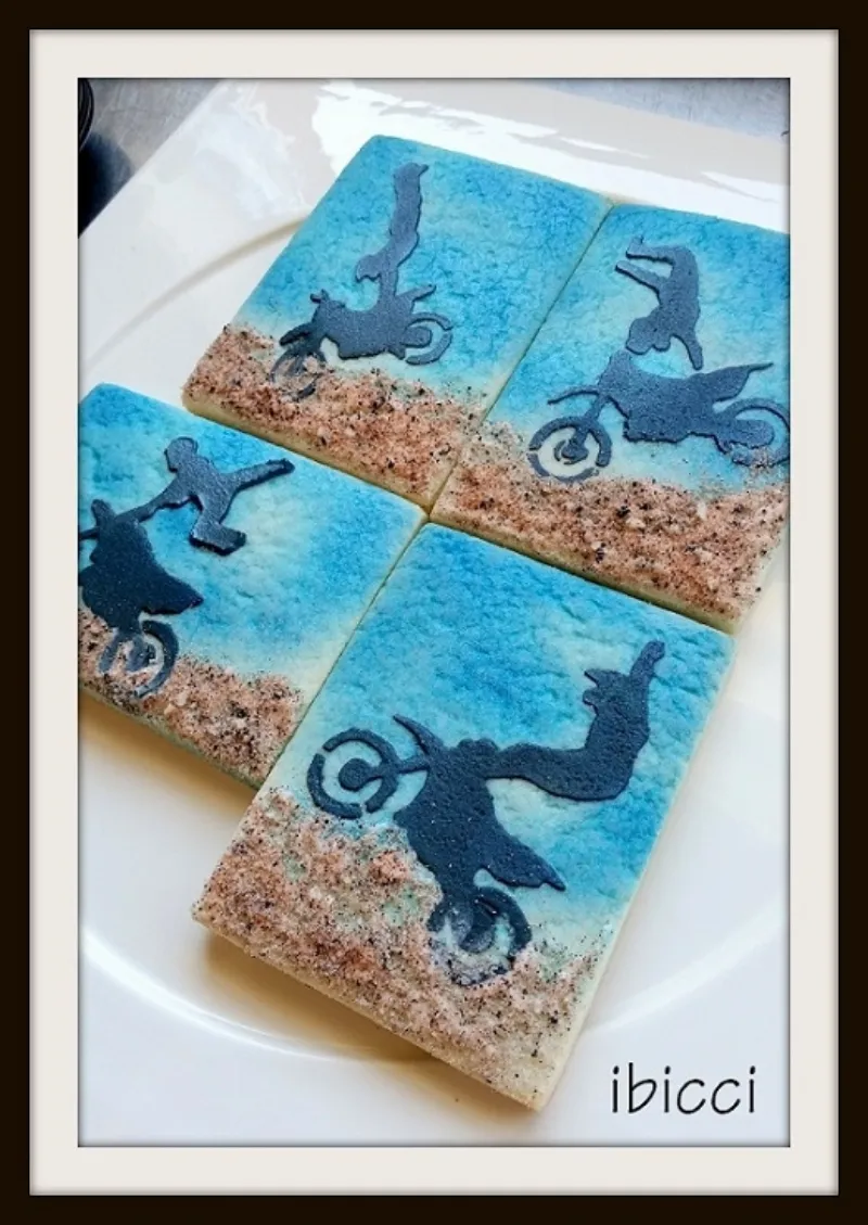 ibicci cookies using the dirt bike stencils