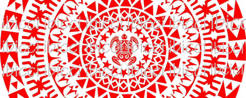 ibicci Red Cook Islands Panel with Red Turtle digital print