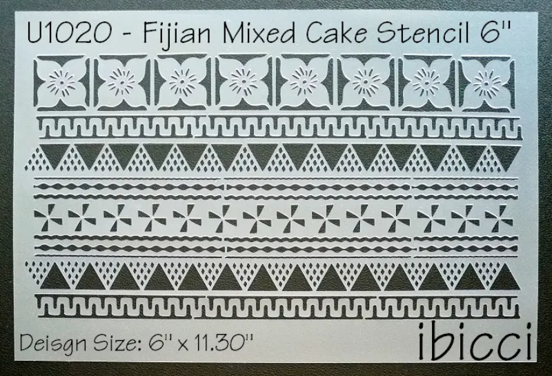 ibicci Fijian & Samoan mixed tapa Cake stencil 6"