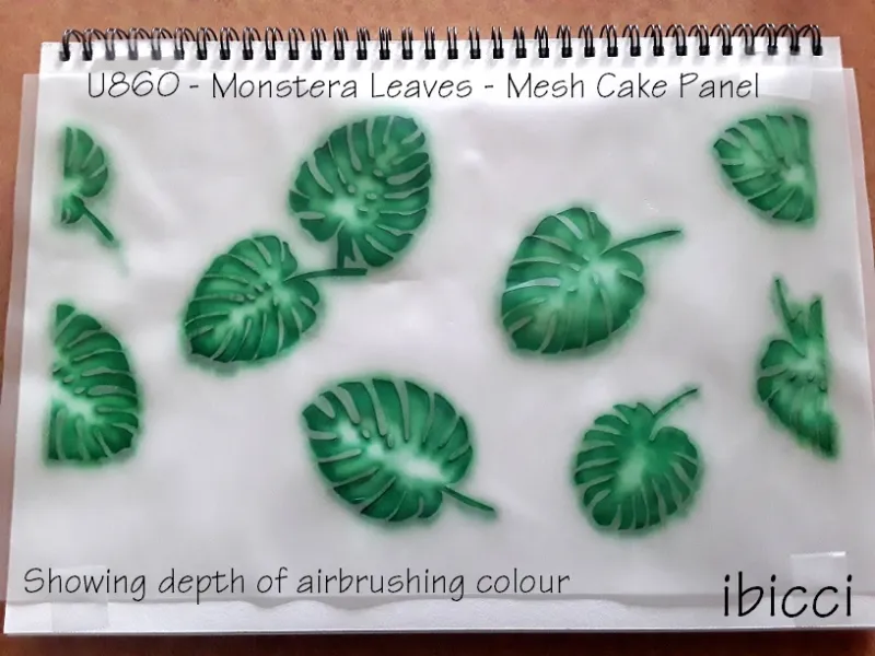ibicci Monstera Leaves Cake Panel Mesh Stencil - Airbrushing WIP