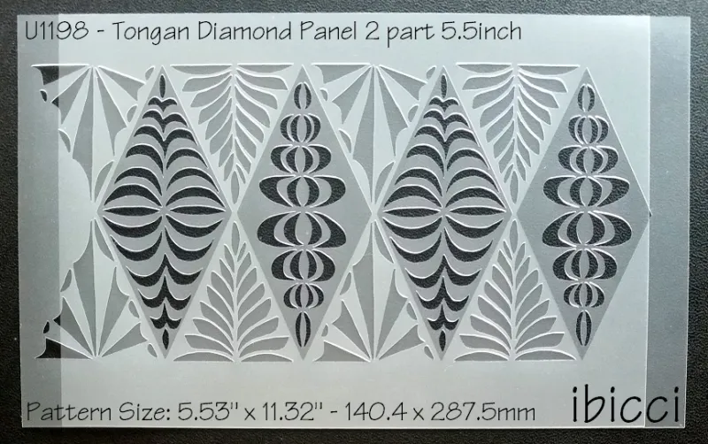 ibicci Tongan Diamond Panel stencil - 5.5" 2 part with diamonds