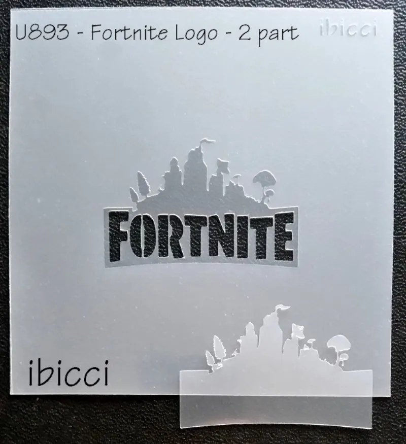 ibicci 2 part Fortnite logo stencil - 3" shown