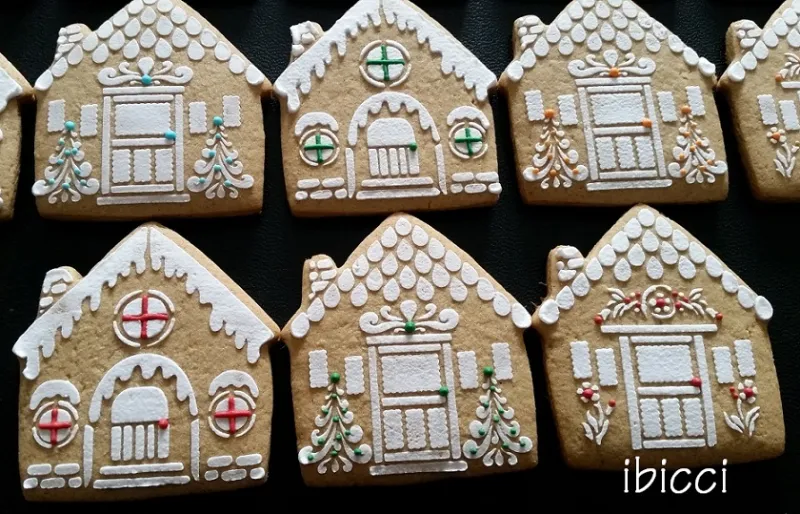ibicci Gingerbread House cookies using the Gingerbread House stencils