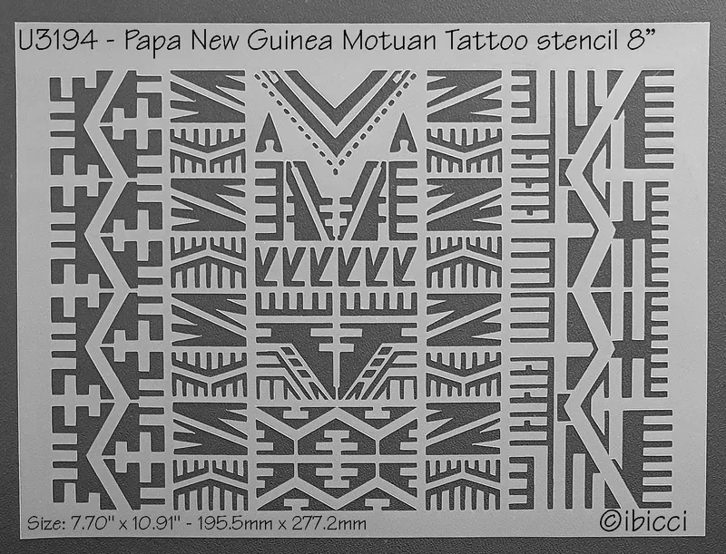 ibicci Papua New Guinea Motuan Tattoo stencil to fit 8"