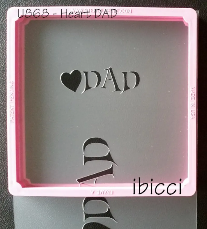 ibicci Heart Dad in Font - showing side placement