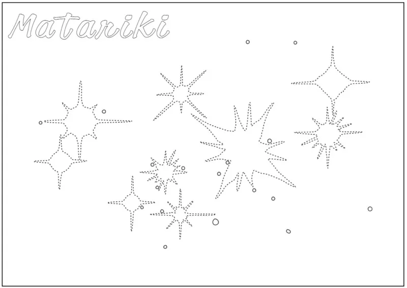 Matariki Colouring in pages - Stars Dotted line