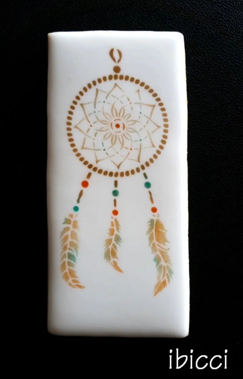 ibicci Dreamcatcher airbrushed stencilled cookie (Draft design)