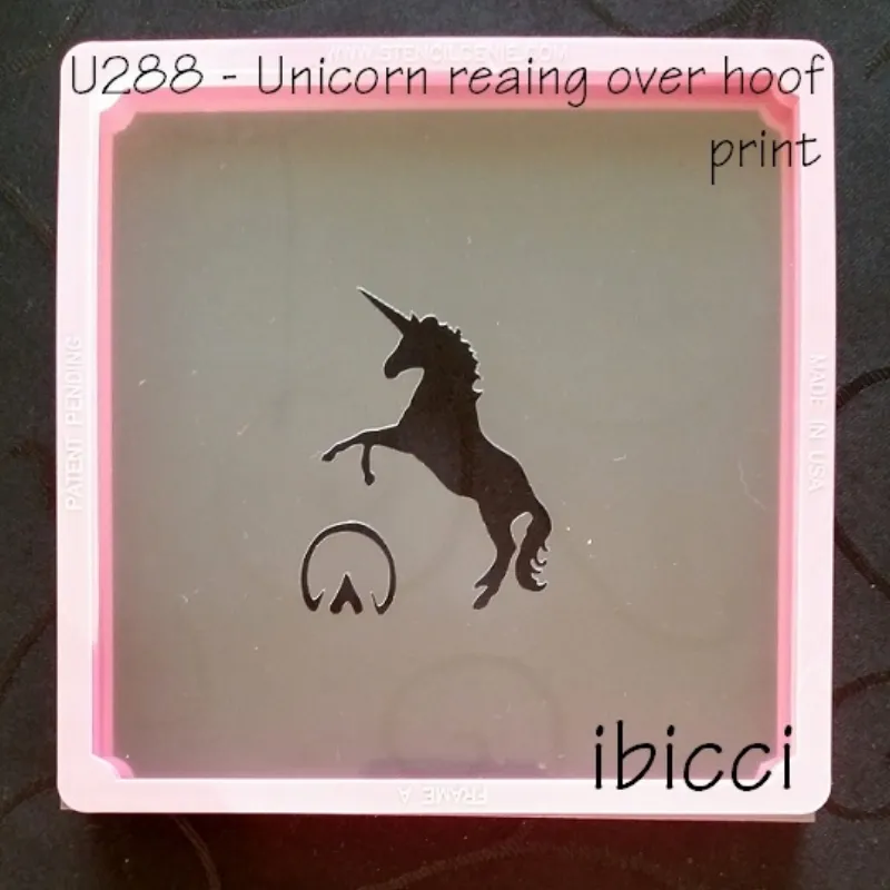 ibicci Unicorn Rearing over Hoof Print stencil