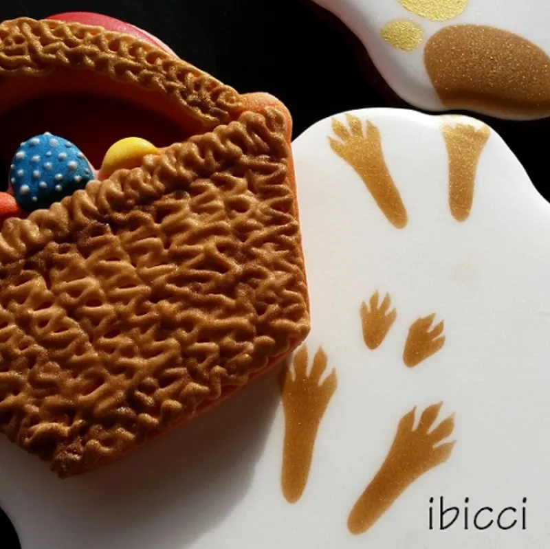 Easter Bunny Paw print cookies using ibicci stencil (eggs masked)