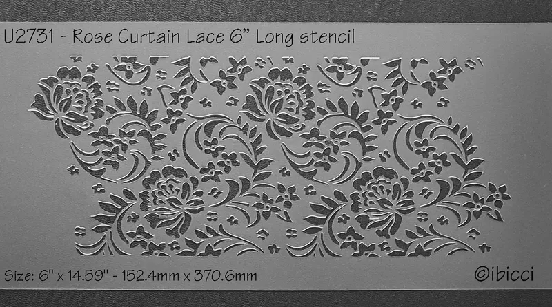 ibicci Rose Curtain Lace stencil 6" height