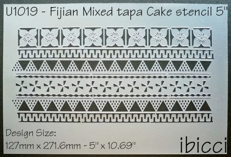ibicci Fijian & Samoan mixed tapa Cake stencil 5"