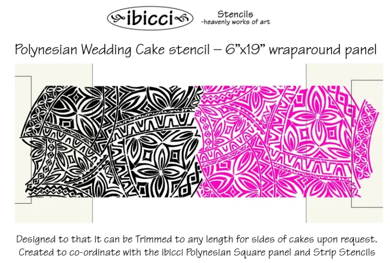 Polynesian Wedding Strip stencils - Set 3 - 6" and custom length