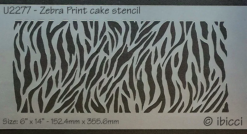 ibicci Zebra Print Cake stencil 6" x 14"