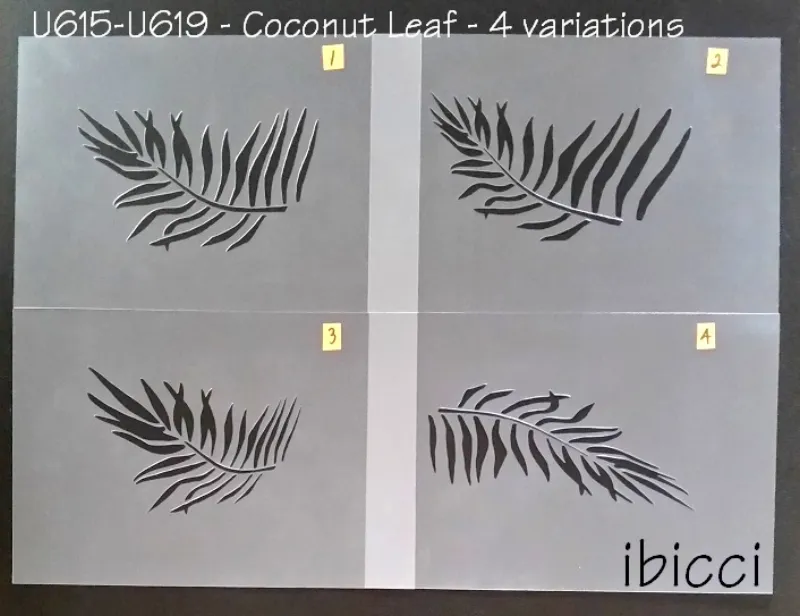 ibicci Coconut Leaves Cake stencils Leaves 1-4