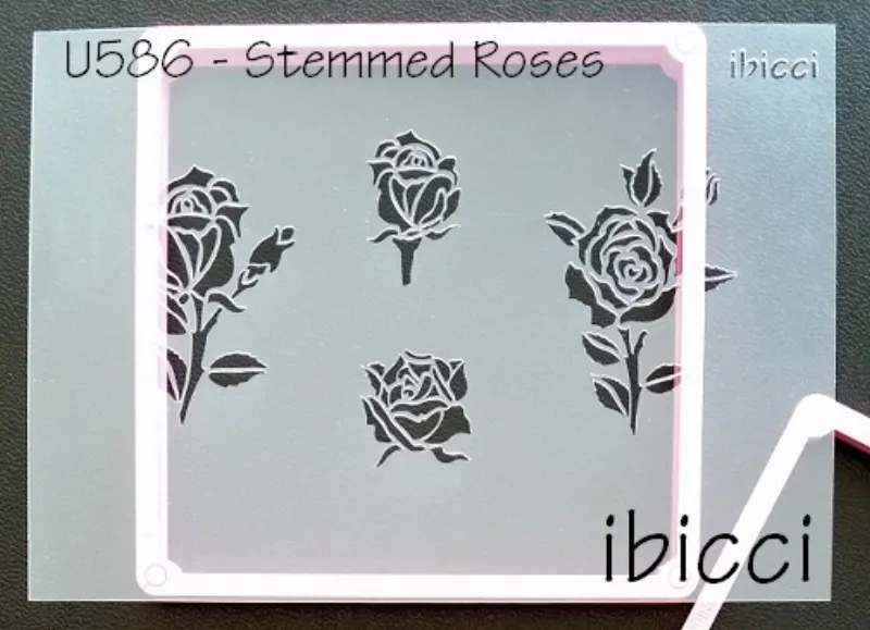 ibicci Stemmed Roses stencil - 1 part stencil under Genie