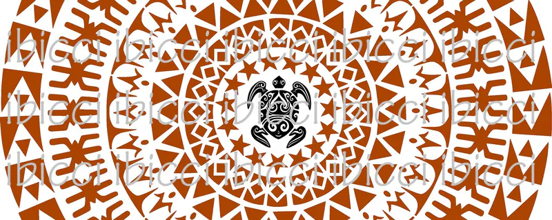 ibicci Red Cook Islands Panel with Turtle digital print