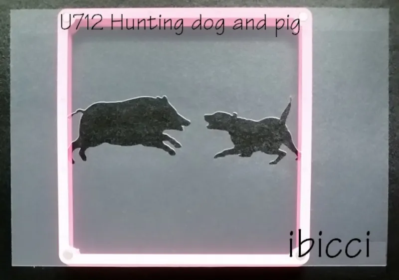 ibicci Hunting Dog and Pig stencil