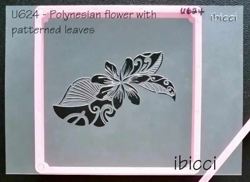 ibicci Polynesian Flower with patterned leaves stencil
