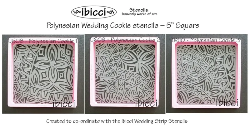 Polynesian Wedding Cookie panel stencils - Set of 3