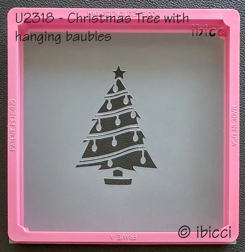 ibicci Christmas Tree with hanging baubles stencil
