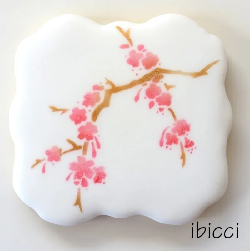 ibicci cookie using Sinful Cutters 'Joy' plaque and 1 part stencil