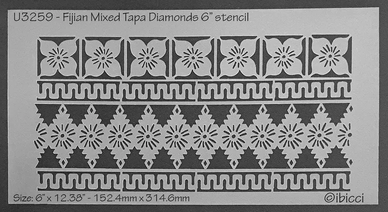 ibicci Fijian Mixed Tapa Diamonds 6" stencil