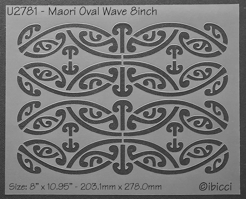 ibicci Maori Wave Cake Panel Stencil 8" - 4 sections