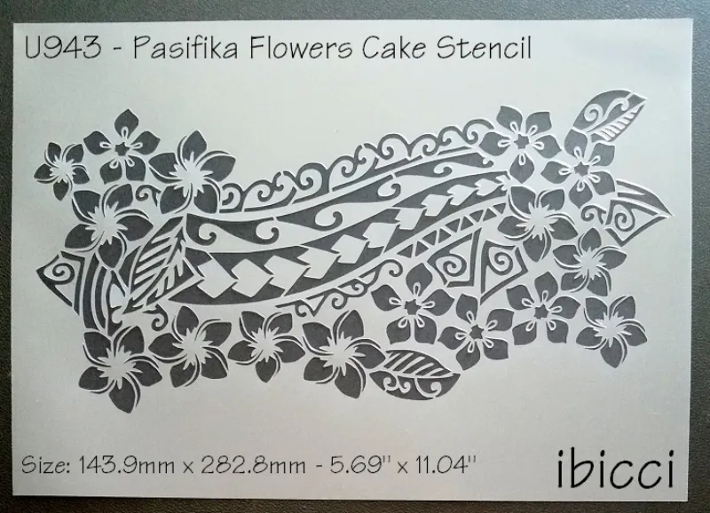 ibicci Pasifika Flowers Cake stencil