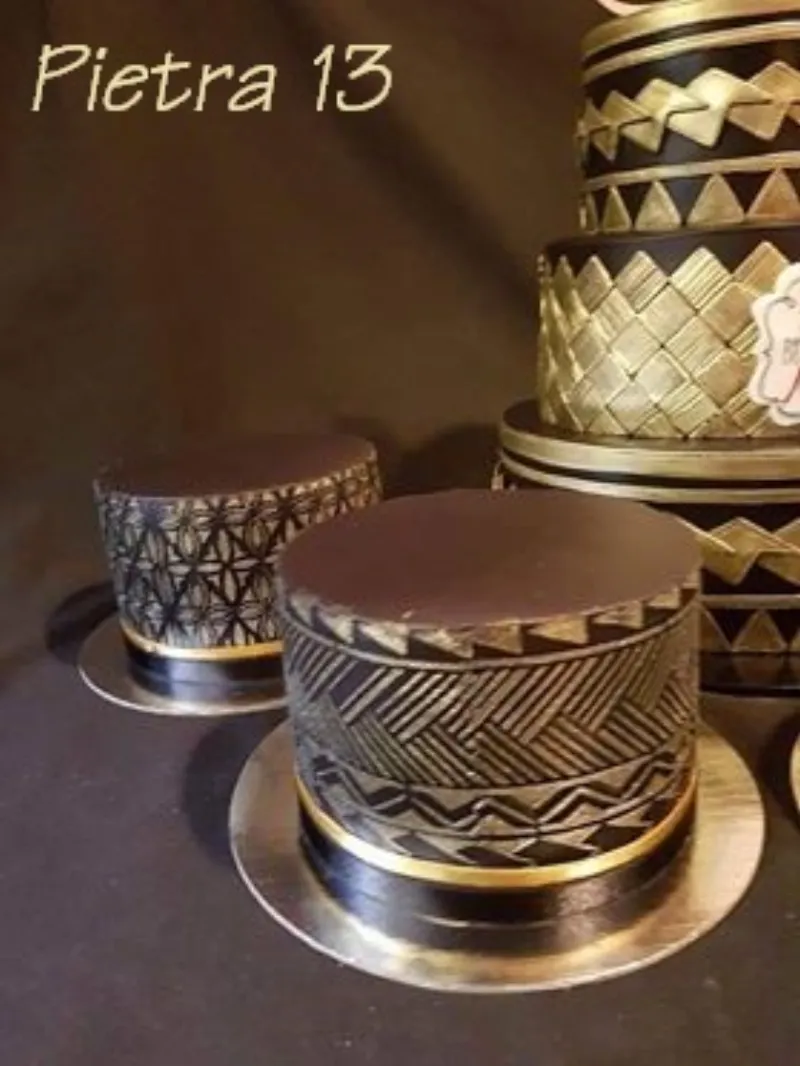 Auckland's Pietra 13 cake using the 'Tauga' #3 Cake Stencil