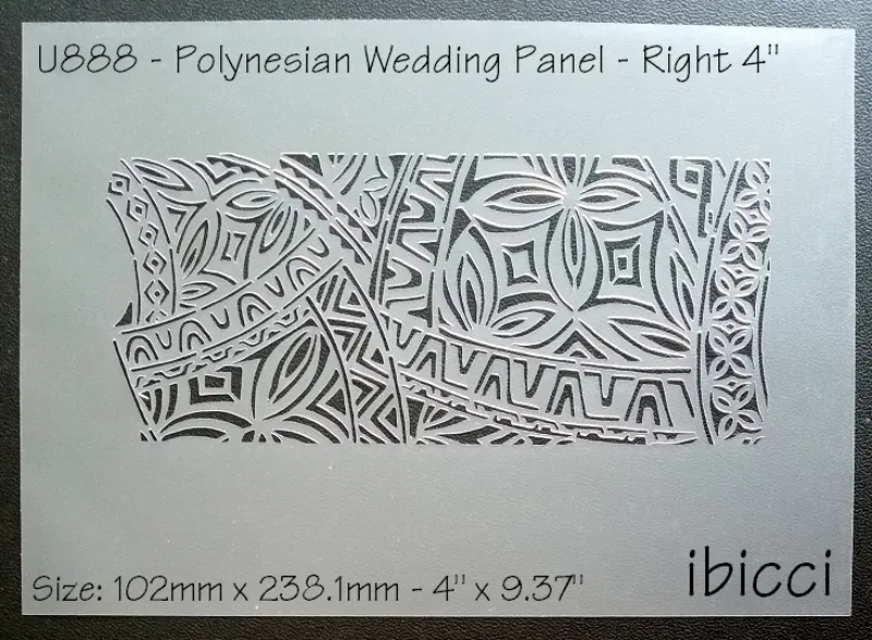 ibicci Polynesian Wedding panel cake stencils - 4" Right