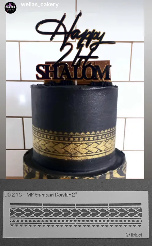 U3210 - ibicci MP Samoan Border STENCIL on Wellas Cakery cake