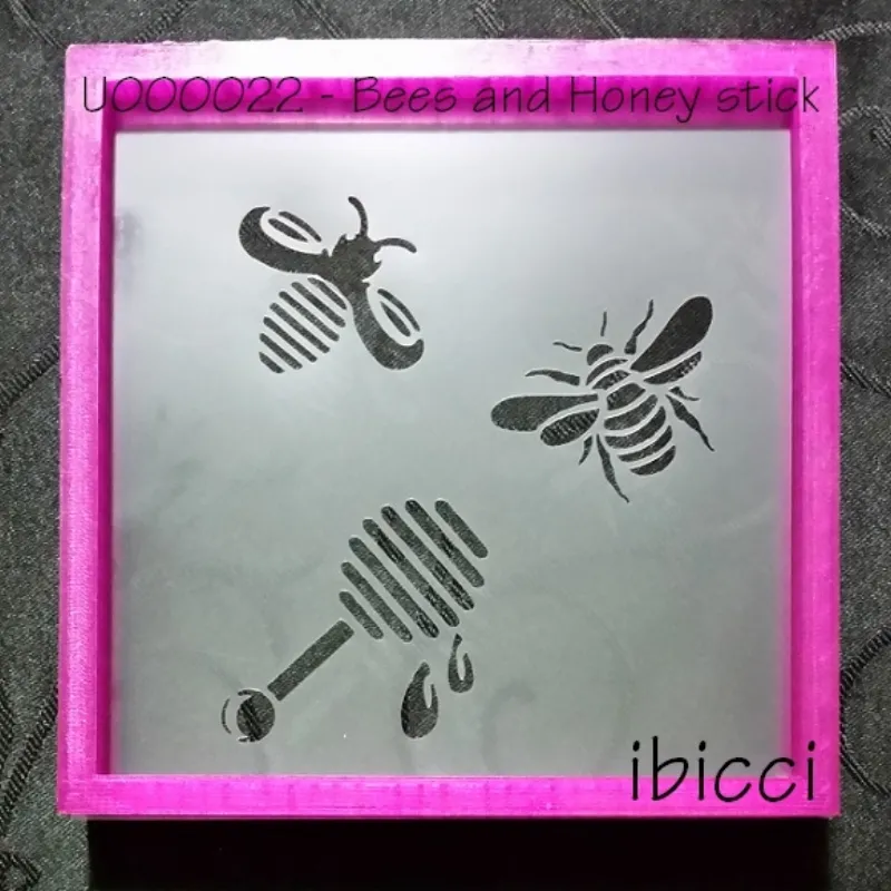 Two different bees and honey stick stencil