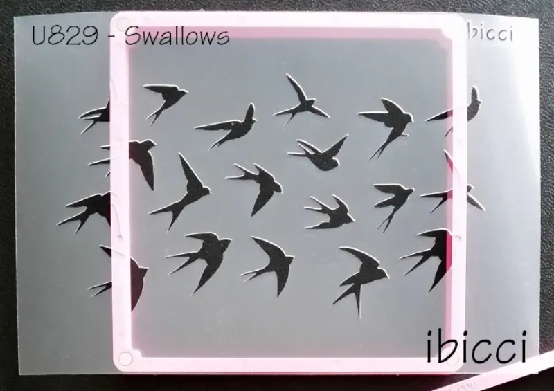 ibicci Flock of Swallows stencil shown over Stencil Genie