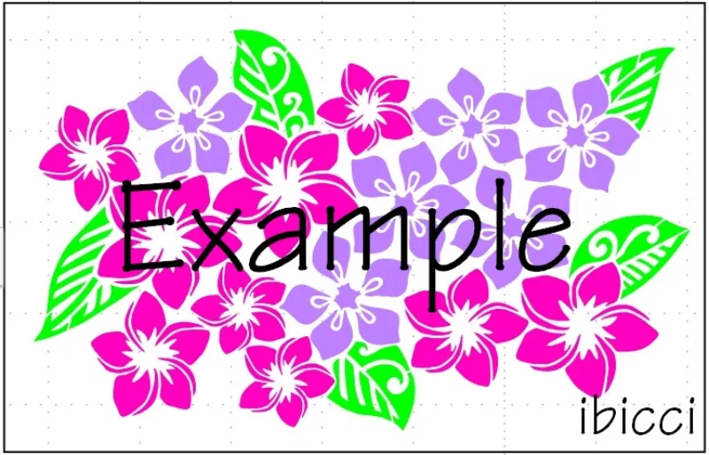 ibicci Pasifika Flowers stencil - showing 3 parts colour example