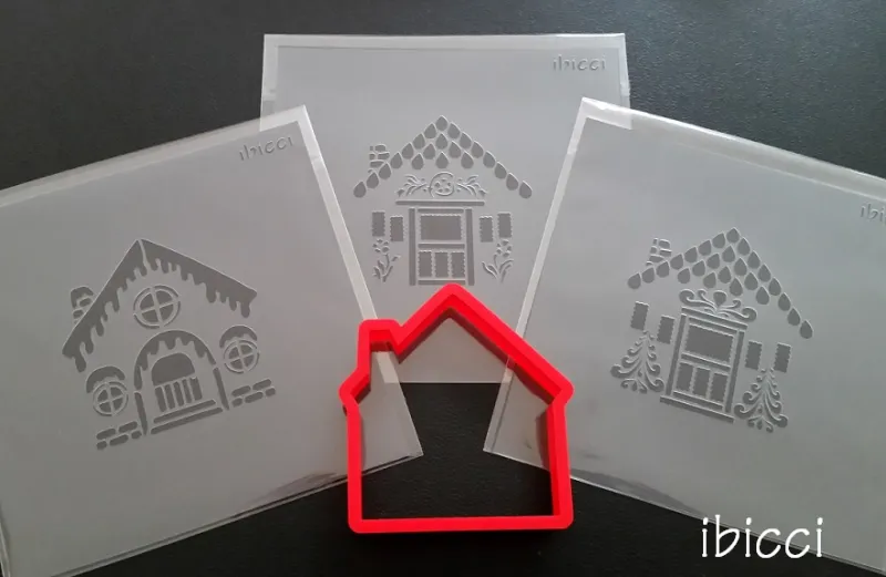 ibicci Combo - Set 3 Gingerbread House Stencils + 3D Cutter