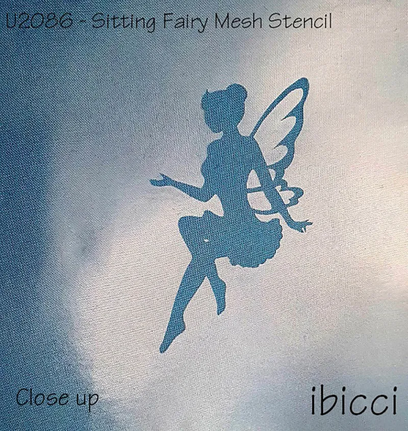 U2086 - ibicci Sitting Fairy mesh stencil - closeup