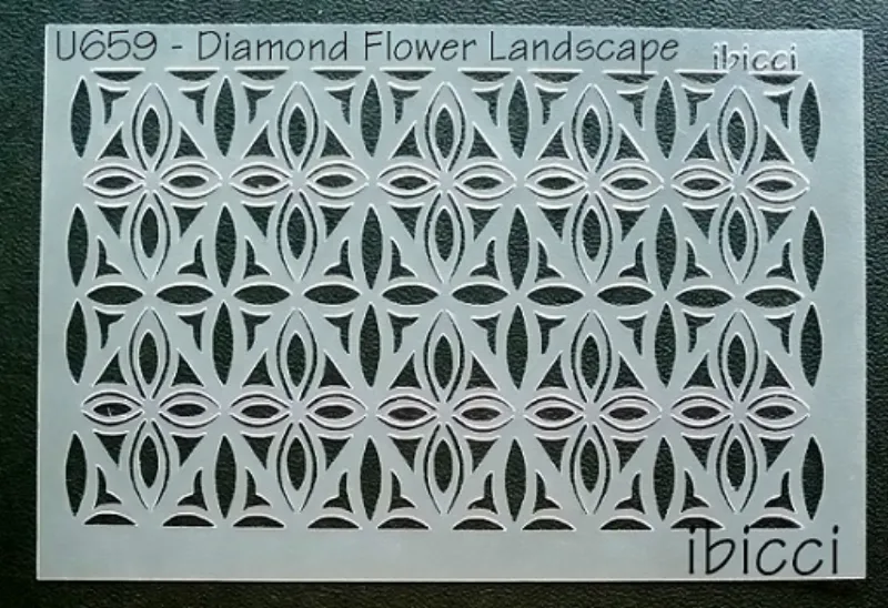ibicci Polynesian Diamond Flower Tile Cookie Stencil - Landscape
