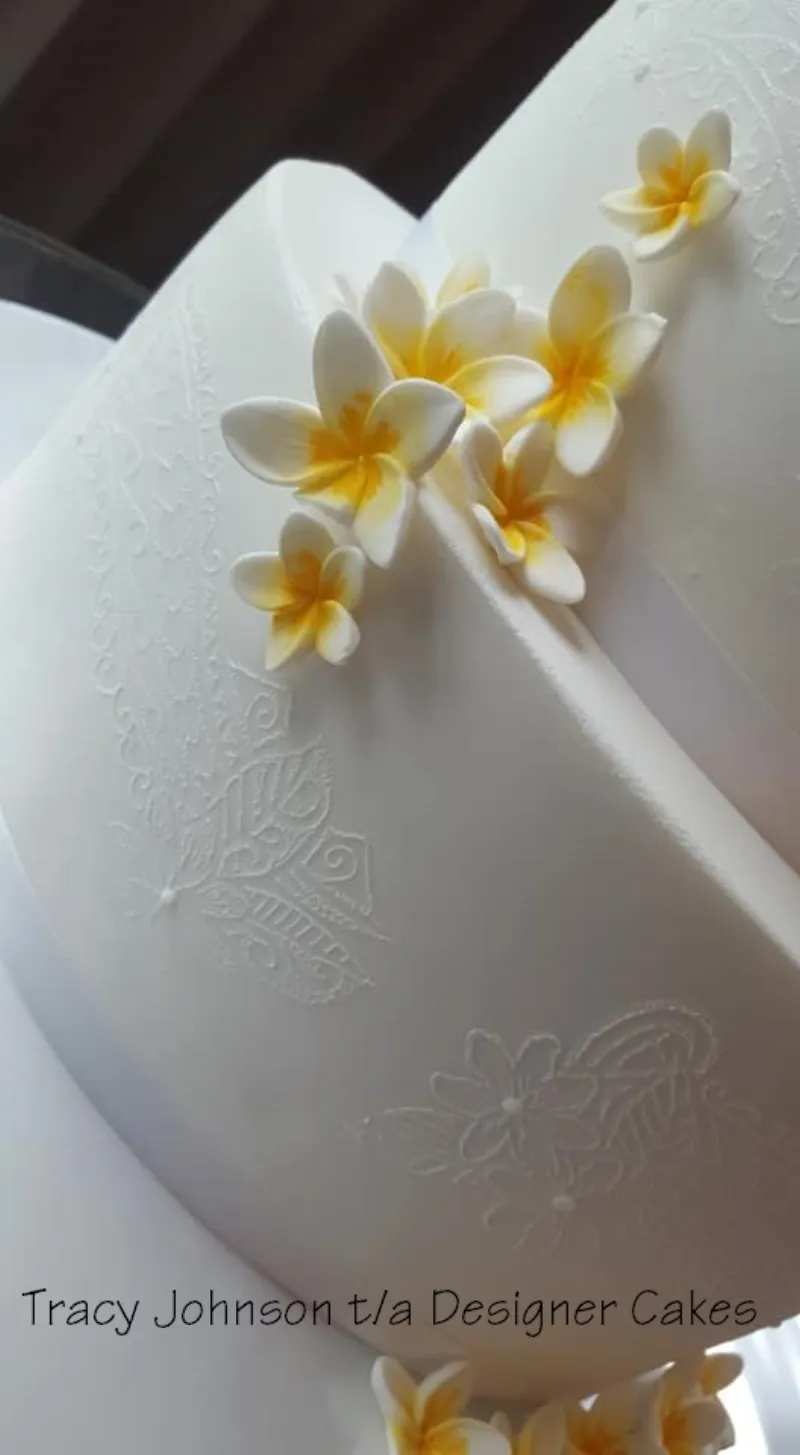 Tracy Johnson t/a Designer Cakes - Embossed Frangipani Swag Mesh stencil