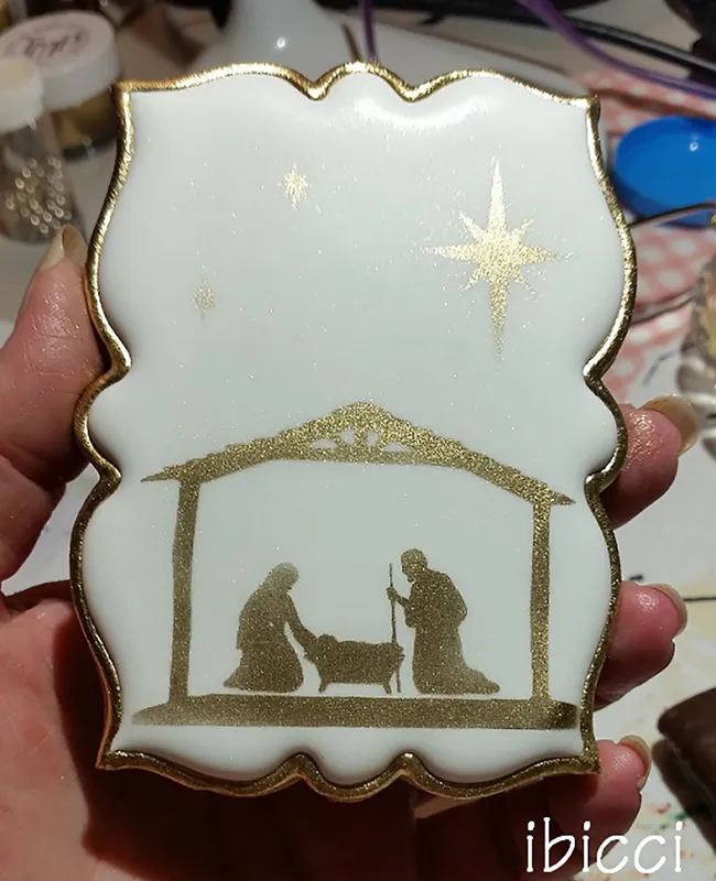ibicci cookie using the Christmas Nativity Mesh Stencil