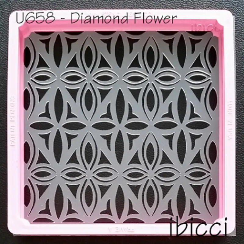 ibicci Polynesian Diamond Flower Tile Cookie Stencil - Square