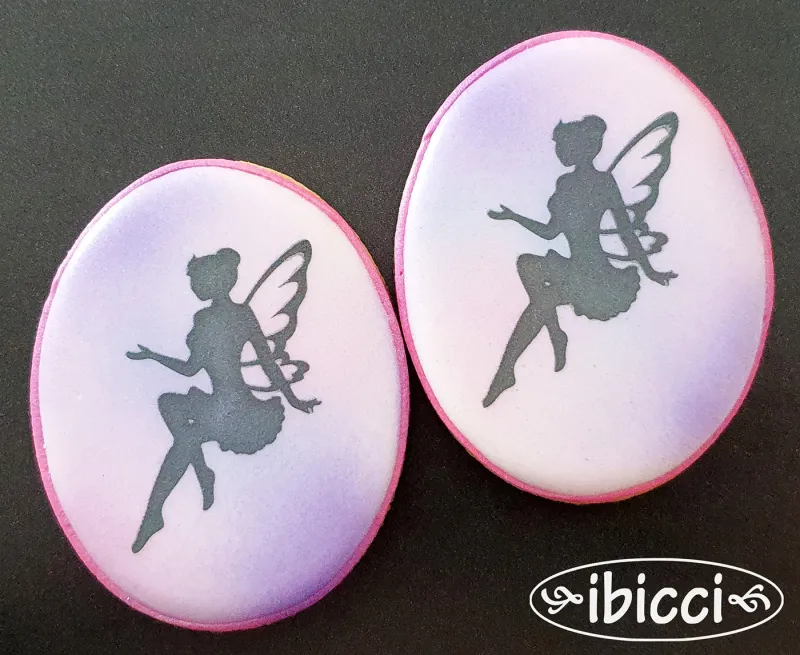 ibicci cookies using the Sitting Fairy mesh stencil