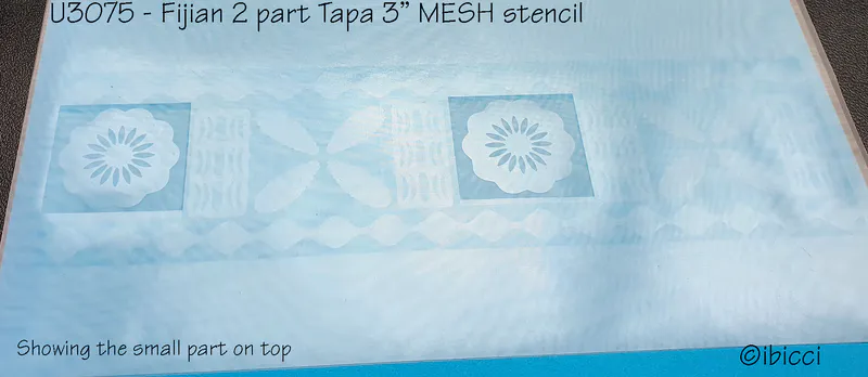 ibicci Fijian Tapa 2 part MESH stencil 3" showing small layer on top