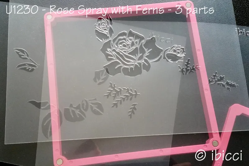 ibicci Rose Spray with Ferns - showing the 3 parts