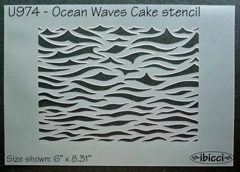 ibicci Ocean Waves Cake stencil - 6" Shown