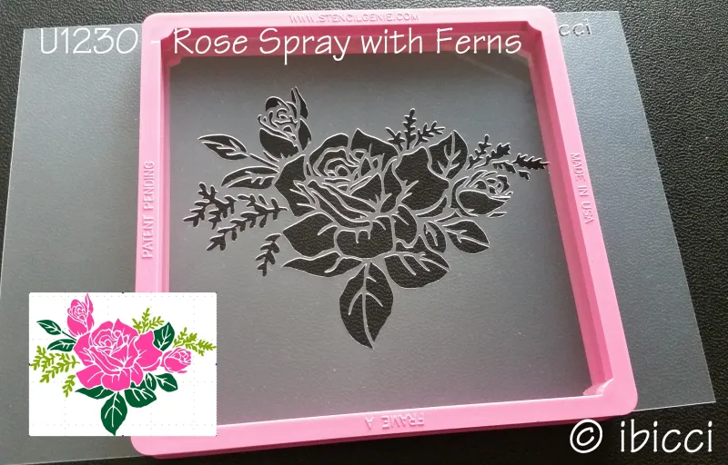 ibicci Rose Spray with Ferns - showing the guide for 3 parts