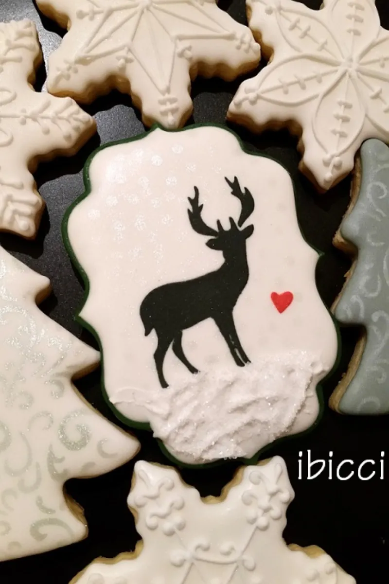 ibicci Christmas cookies using the Woodland Winter Deer stencil